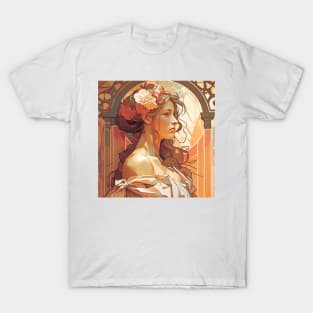 Alphonse Mucha Style Portrait of a Beautiful Woman T-Shirt